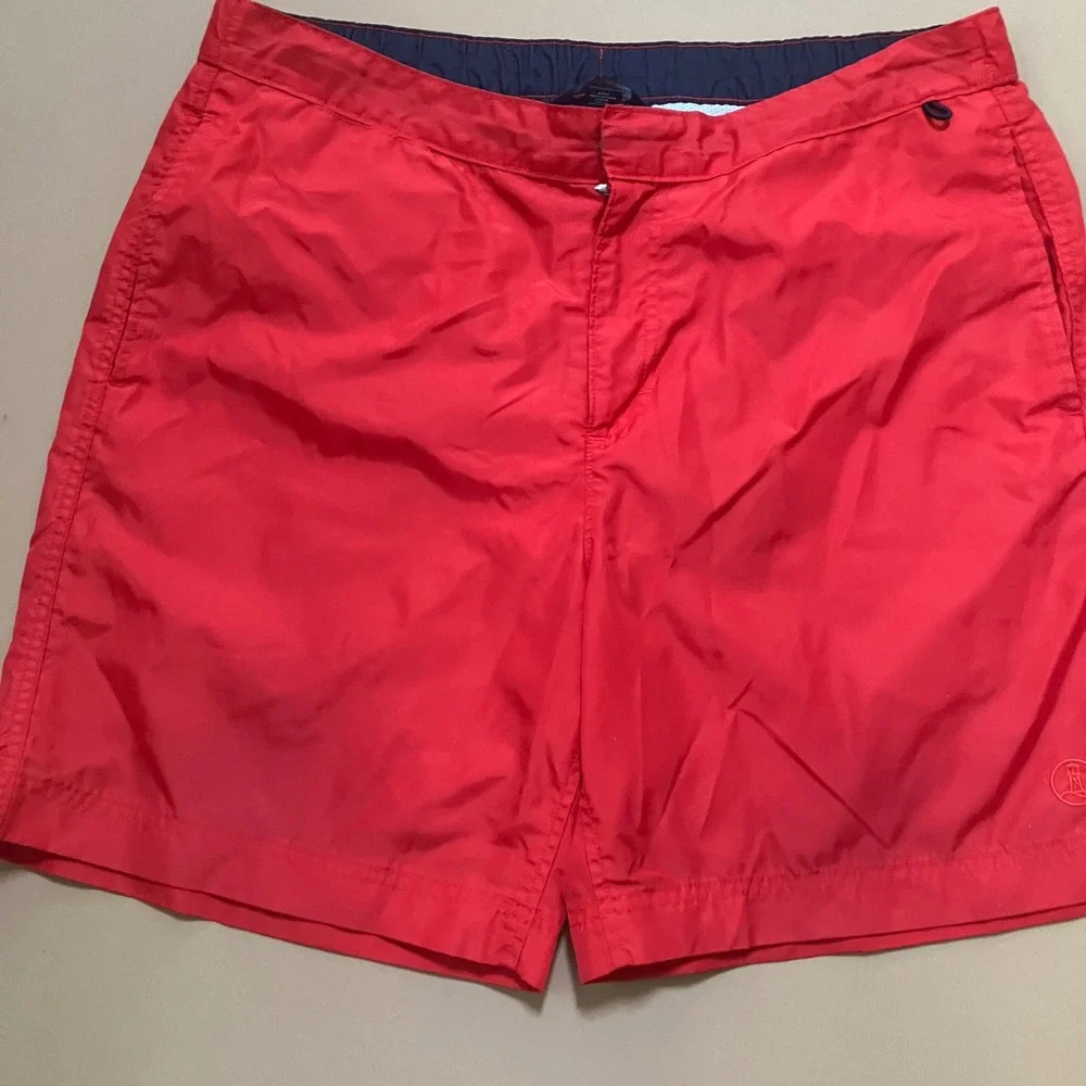 Lot of 2 Lands' End Mens Swim Trunks Board Shorts‎ 35 Red Geometric Print